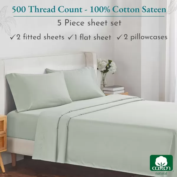 imageLuxury Split King Adjustable Bedsheets Set Soft 100 Cotton 500 Thread Count Snug Fit Includes TwinXL Fitted Sheets Beats Egyptian Quality Claims Split King Fresh Navy Blue07  Silver Sage