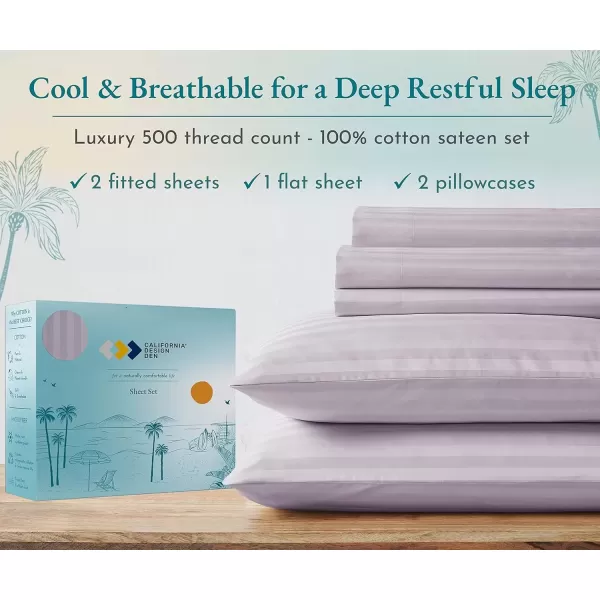 imageLuxury Split King Adjustable Bedsheets Set Soft 100 Cotton 500 Thread Count Snug Fit Includes TwinXL Fitted Sheets Beats Egyptian Quality Claims Split King Fresh Navy Blue16  Lavendar Striped