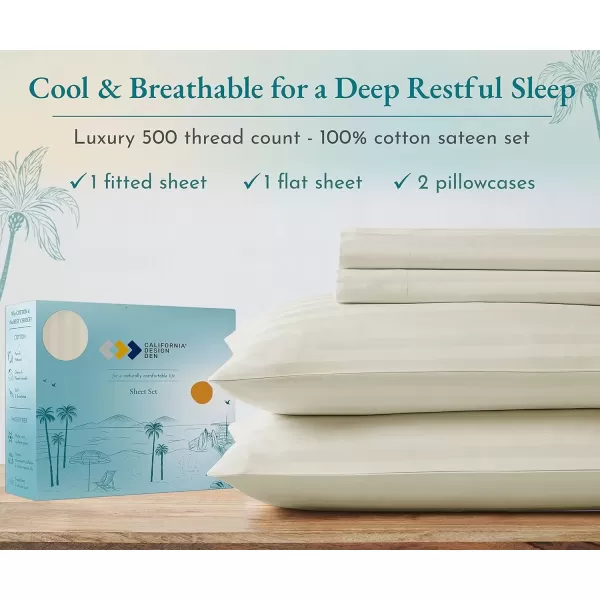 imageLuxury Split King Adjustable Bedsheets Set Soft 100 Cotton 500 Thread Count Snug Fit Includes TwinXL Fitted Sheets Beats Egyptian Quality Claims Split King Fresh Navy Blue06  Ivory Striped