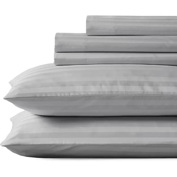 imageLuxury Split King Adjustable Bedsheets Set Soft 100 Cotton 500 Thread Count Snug Fit Includes TwinXL Fitted Sheets Beats Egyptian Quality Claims Split King Fresh Navy Blue04  Light Grey Striped
