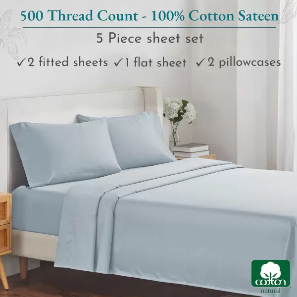 imageLuxury Split King Adjustable Bedsheets Set Soft 100 Cotton 500 Thread Count Snug Fit Includes TwinXL Fitted Sheets Beats Egyptian Quality Claims Split King Fresh Navy Blue08  Light Blue
