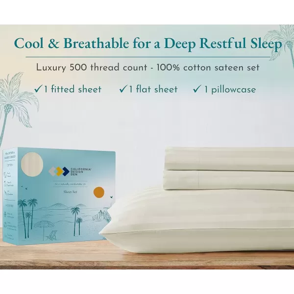 imageLuxury Split King Adjustable Bedsheets Set Soft 100 Cotton 500 Thread Count Snug Fit Includes TwinXL Fitted Sheets Beats Egyptian Quality Claims Split King Fresh Navy Blue06  Ivory Striped