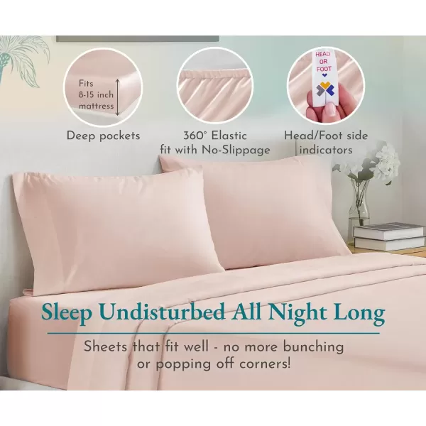 imageLuxury Split King Adjustable Bedsheets Set Soft 100 Cotton 500 Thread Count Snug Fit Includes TwinXL Fitted Sheets Beats Egyptian Quality Claims Split King Fresh Navy Blue18  Blush Pink