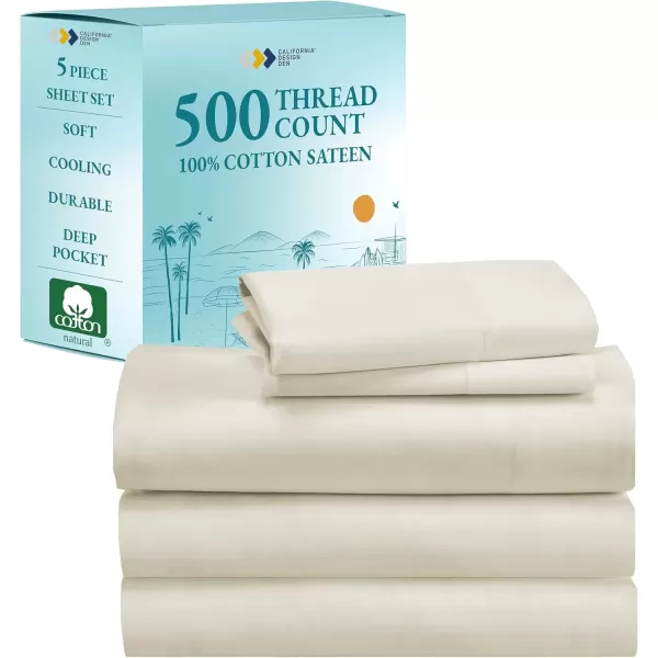 imageLuxury Split King Adjustable Bedsheets Set Soft 100 Cotton 500 Thread Count Snug Fit Includes TwinXL Fitted Sheets Beats Egyptian Quality Claims Split King Fresh Navy Blue05  Ivory