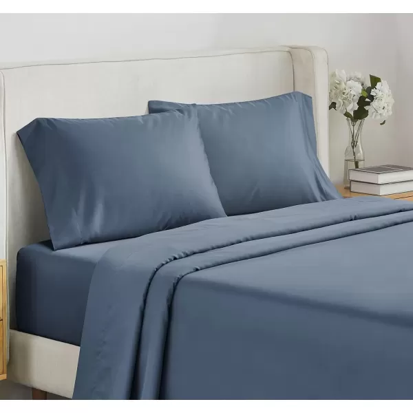 imageLuxury Split King Adjustable Bedsheets Set Soft 100 Cotton 500 Thread Count Snug Fit Includes TwinXL Fitted Sheets Beats Egyptian Quality Claims Split King Fresh Navy Blue17  Denim Blue
