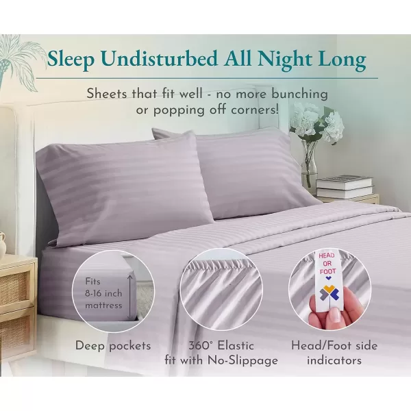 imageLuxury Split King Adjustable Bedsheets Set Soft 100 Cotton 500 Thread Count Snug Fit Includes TwinXL Fitted Sheets Beats Egyptian Quality Claims Split King Fresh Navy Blue16  Lavendar Striped