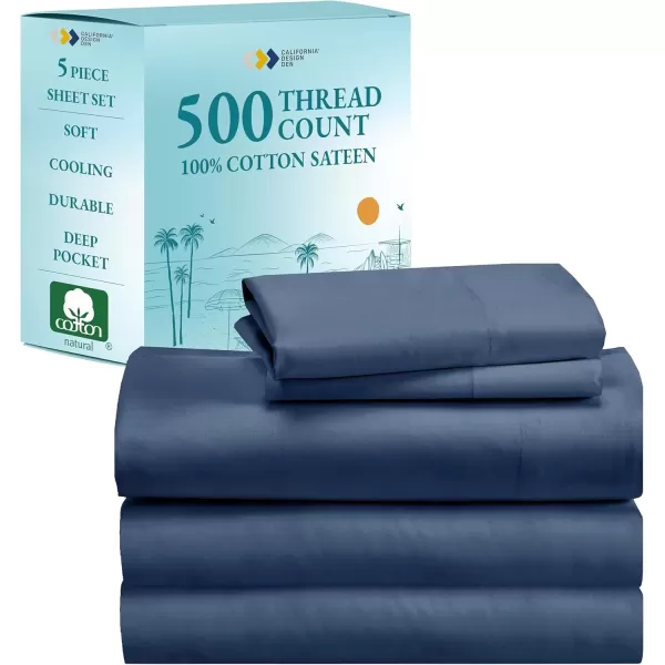 imageLuxury Split King Adjustable Bedsheets Set Soft 100 Cotton 500 Thread Count Snug Fit Includes TwinXL Fitted Sheets Beats Egyptian Quality Claims Split King Fresh Navy Blue12  Navy Blue