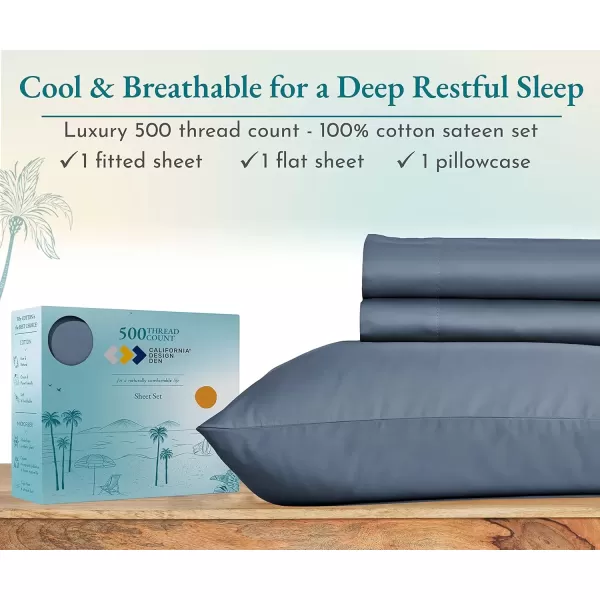 imageLuxury Split King Adjustable Bedsheets Set Soft 100 Cotton 500 Thread Count Snug Fit Includes TwinXL Fitted Sheets Beats Egyptian Quality Claims Split King Fresh Navy Blue17  Denim Blue