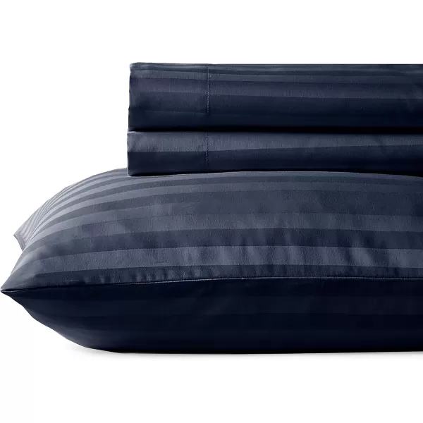 imageLuxury Split King Adjustable Bedsheets Set Soft 100 Cotton 500 Thread Count Snug Fit Includes TwinXL Fitted Sheets Beats Egyptian Quality Claims Split King Fresh Navy Blue13  Navy Blue Striped