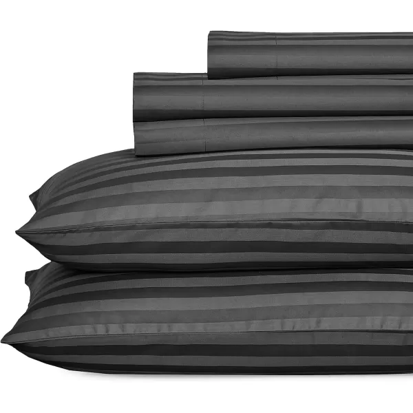 imageLuxury Split King Adjustable Bedsheets Set Soft 100 Cotton 500 Thread Count Snug Fit Includes TwinXL Fitted Sheets Beats Egyptian Quality Claims Split King Fresh Navy Blue11  Grey Striped
