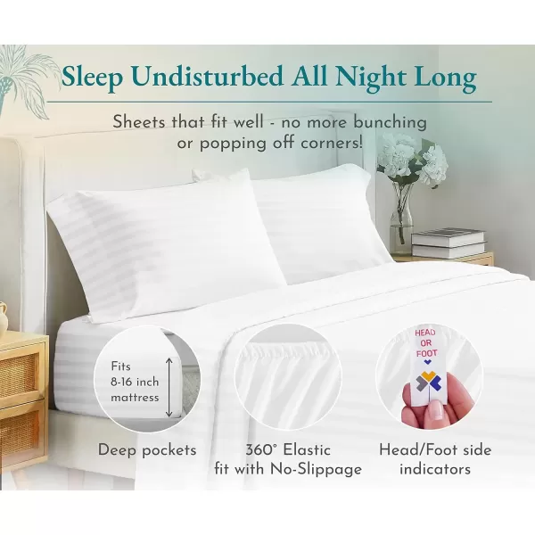 imageLuxury Split King Adjustable Bedsheets Set Soft 100 Cotton 500 Thread Count Snug Fit Includes TwinXL Fitted Sheets Beats Egyptian Quality Claims Split King Fresh Navy Blue02  White Striped