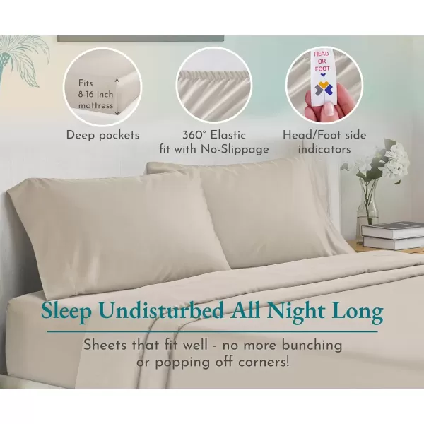 imageLuxury Split King Adjustable Bedsheets Set Soft 100 Cotton 500 Thread Count Snug Fit Includes TwinXL Fitted Sheets Beats Egyptian Quality Claims Split King Fresh Navy Blue14  Light Taupe