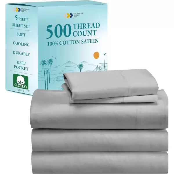 imageLuxury Split King Adjustable Bedsheets Set Soft 100 Cotton 500 Thread Count Snug Fit Includes TwinXL Fitted Sheets Beats Egyptian Quality Claims Split King Fresh Navy Blue03  Light Grey