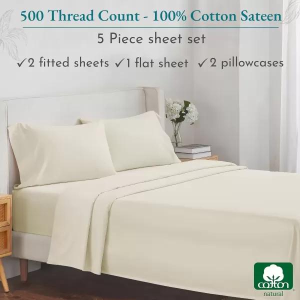 imageLuxury Split King Adjustable Bedsheets Set Soft 100 Cotton 500 Thread Count Snug Fit Includes TwinXL Fitted Sheets Beats Egyptian Quality Claims Split King Fresh Navy Blue05  Ivory
