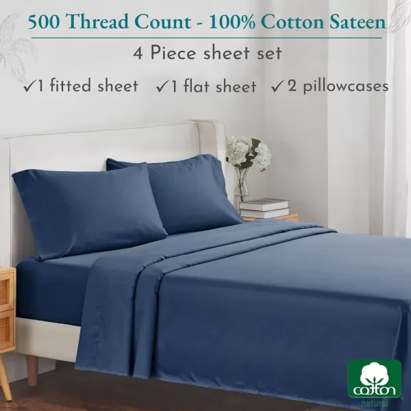 imageLuxury Split King Adjustable Bedsheets Set Soft 100 Cotton 500 Thread Count Snug Fit Includes TwinXL Fitted Sheets Beats Egyptian Quality Claims Split King Fresh Navy Blue12  Navy Blue