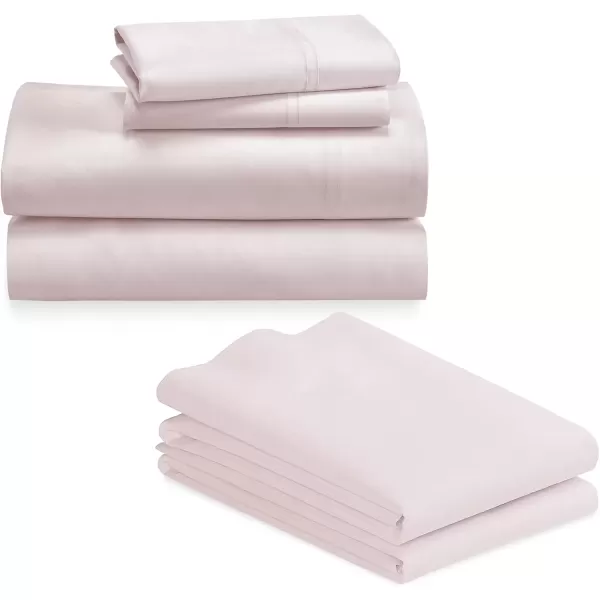 image6 Piece California King Size Sheet Set with 4 Pillowcases 600 Thread Count 100 Cotton Sateen Blush Pink