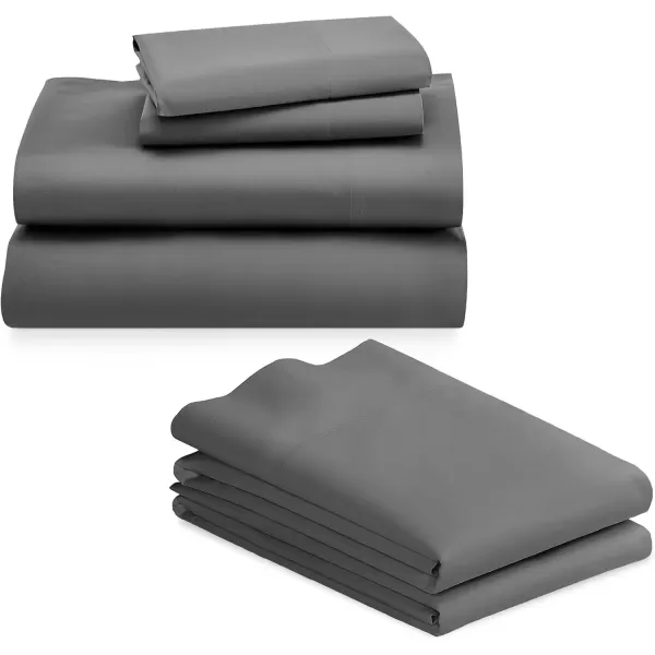 image6 Piece California King Size Sheet Set with 4 Pillowcases 600 Thread Count 100 Cotton Sateen Grey