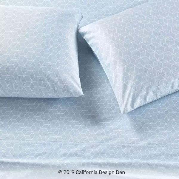 imageCALIFORNIA DESIGN DEN 5Star Hotel 600 Thread Count Blue Pure 100 Cotton Soft Bedding Sheet Set Queen Size with Deep Pockets Quality Beats Egyptian Cotton Claims Trellis Pattern BlueStripe Blue