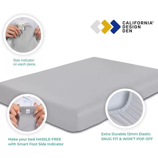imageCALIFORNIA DESIGN DEN 5Star Hotel 600 Thread Count Blue Pure 100 Cotton Soft Bedding Sheet Set Queen Size with Deep Pockets Quality Beats Egyptian Cotton Claims Trellis Pattern BlueLight Grey