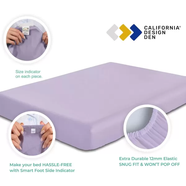 imageCALIFORNIA DESIGN DEN 5Star Hotel 600 Thread Count Blue Pure 100 Cotton Soft Bedding Sheet Set Queen Size with Deep Pockets Quality Beats Egyptian Cotton Claims Trellis Pattern BlueLavender
