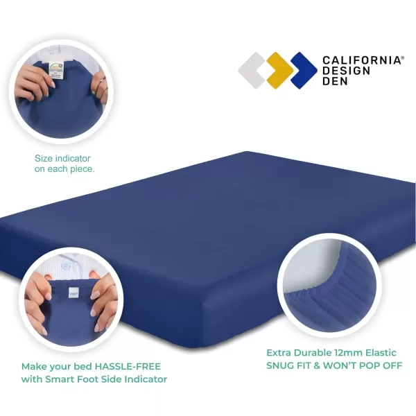 imageCALIFORNIA DESIGN DEN 5Star Hotel 600 Thread Count Blue Pure 100 Cotton Soft Bedding Sheet Set Queen Size with Deep Pockets Quality Beats Egyptian Cotton Claims Trellis Pattern BlueTrue Blue