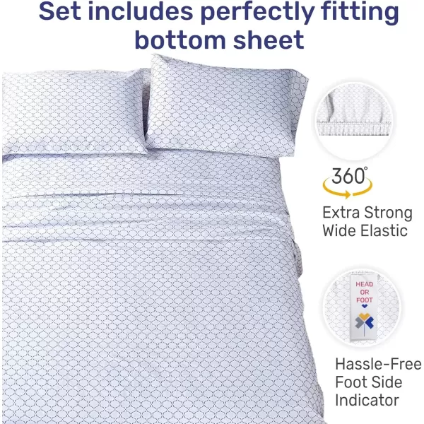 imageCALIFORNIA DESIGN DEN 5Star Hotel 600 Thread Count Blue Pure 100 Cotton Soft Bedding Sheet Set Queen Size with Deep Pockets Quality Beats Egyptian Cotton Claims Trellis Pattern BlueTrellis Pattern