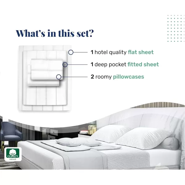 imageCALIFORNIA DESIGN DEN 5Star Hotel 600 Thread Count Blue Pure 100 Cotton Soft Bedding Sheet Set Queen Size with Deep Pockets Quality Beats Egyptian Cotton Claims Trellis Pattern BlueWhite