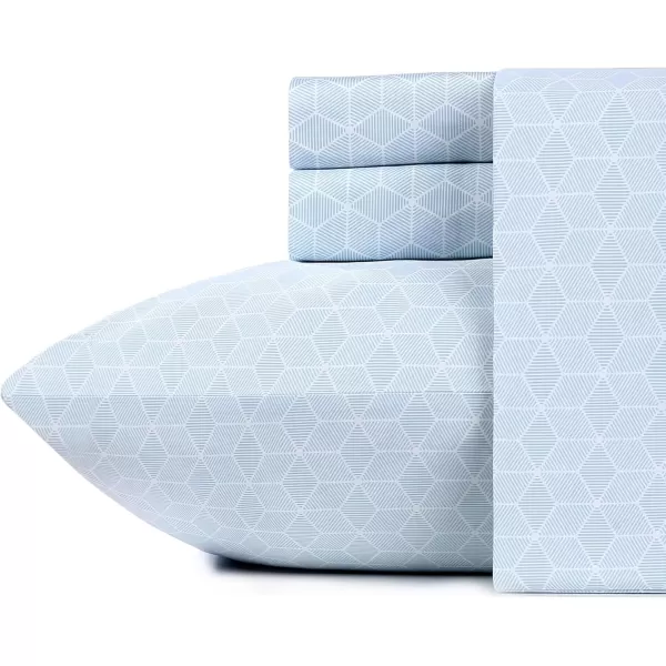 imageCALIFORNIA DESIGN DEN 5Star Hotel 600 Thread Count Blue Pure 100 Cotton Soft Bedding Sheet Set Queen Size with Deep Pockets Quality Beats Egyptian Cotton Claims Trellis Pattern BlueStripe Blue