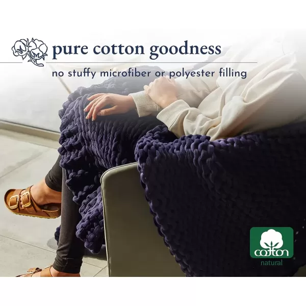 imageCalifornia Design Den 100 Cotton Handmade Chunky Knit Weighted Blanket 12 Pounds 100 Cotton No Fillers Breathable Soft ampamp Calming AllSeason Evenly Weighted Throw BlueBlueberry