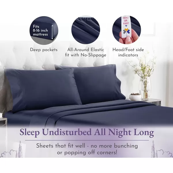 imageCalifornia Design Den 1000 Thread Count Cal King Cotton Sheets Set Winner Architectural Digest Best Sheet Luxury 100 Cotton Sateen Bed Sheets Softer Than Egyptian Cotton WhiteNavy Blue
