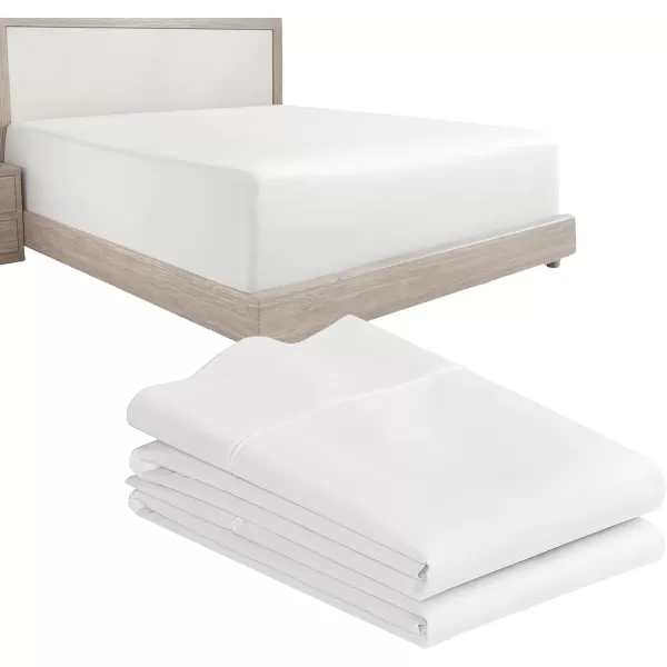 imageCalifornia Design Den 3Piece Bundle  Fitted Sheet with 2 Pillowcases 400 Thread Count 100 Cotton Sateen Deep Pockets Twin XL Size Antique White