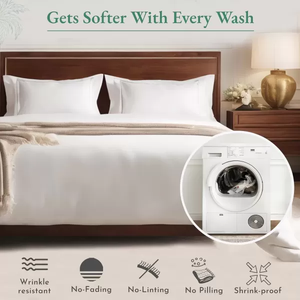 imageCalifornia Design Den 4 Piece Twin XL Size Sheet Set and Waterproof Mattress Protector Bundle  600 Thread Count 100 Cotton Sateen 3 Piece Sheet Set with 1 Mattress Protector White