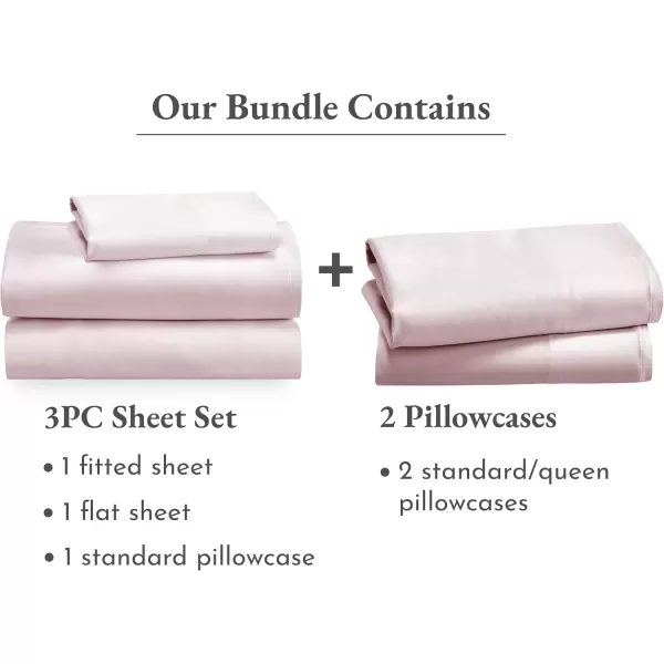 imageCalifornia Design Den 5 Piece Twin XL Size Sheet Set with 3 Pillowcases  Soft 100 Cotton Sateen Pink