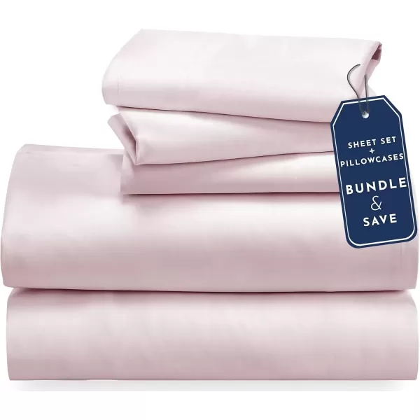imageCalifornia Design Den 5 Piece Twin XL Size Sheet Set with 3 Pillowcases  Soft 100 Cotton Sateen Pink