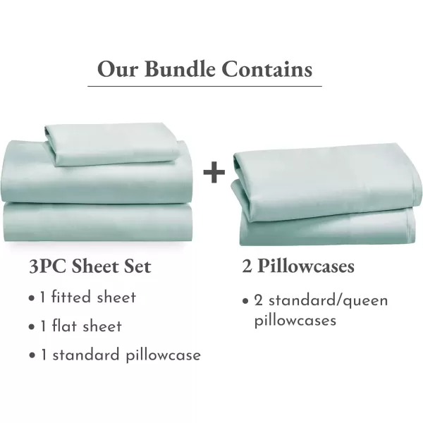 imageCalifornia Design Den 5 Piece Twin XL Size Sheet Set with 3 Pillowcases  Soft 100 Cotton Sateen Seafoam