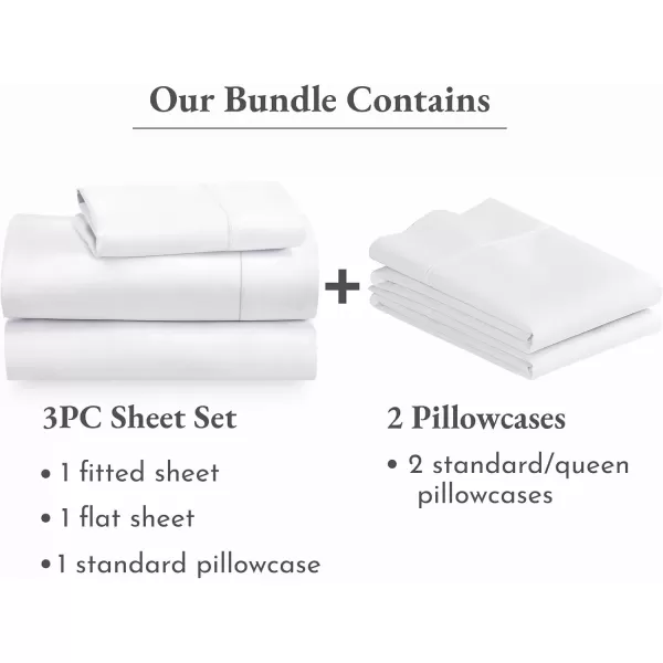 imageCalifornia Design Den 5 Piece Twin XL Size Sheet Set with 3 Pillowcases 400 Thread Count 100 Cotton Sateen White
