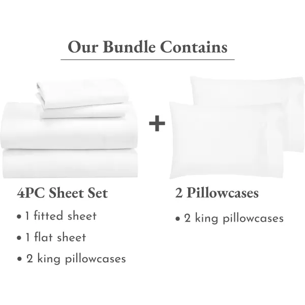 imageCalifornia Design Den 6 Piece Cal King Size Sheet Set with 4 Pillowcases  1000 Thread Count 100 Cotton Sateen White