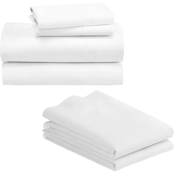 imageCalifornia Design Den Bedding Bundle  Cal King Sheet Set with 4 Pillowcases 500 Thread Count 100 Cotton Sateen White