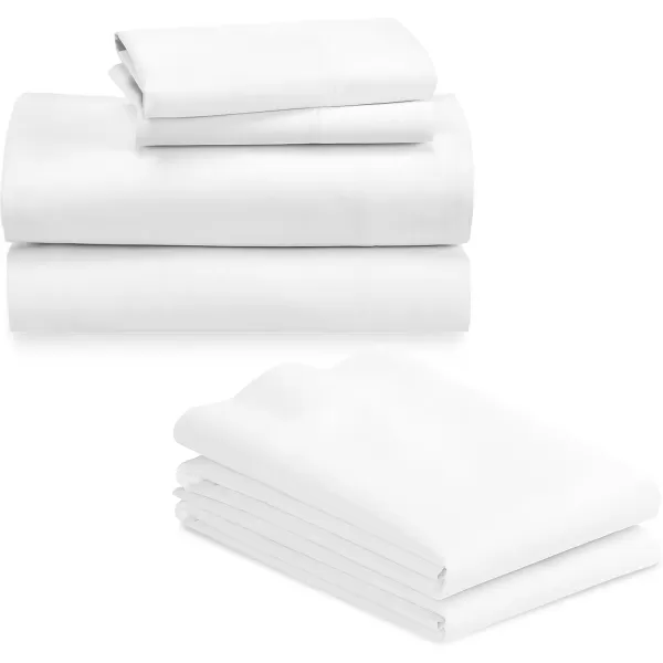 imageCalifornia Design Den Bedding Bundle  Cal King Sheet Set with 4 Pillowcases 800 Thread Count 100 Cotton Sateen White