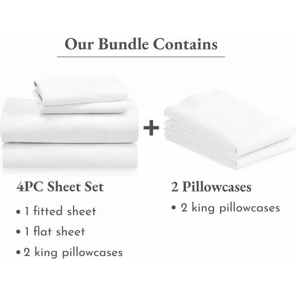 imageCalifornia Design Den Bedding Bundle  Cal King Sheet Set with 4 Pillowcases 800 Thread Count 100 Cotton Sateen White