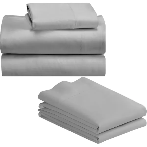 imageCalifornia Design Den Bedding Bundle  Twin XL Sheet Set with 3 Pillowcases 500 Thread Count 100 Cotton Sateen Light Grey