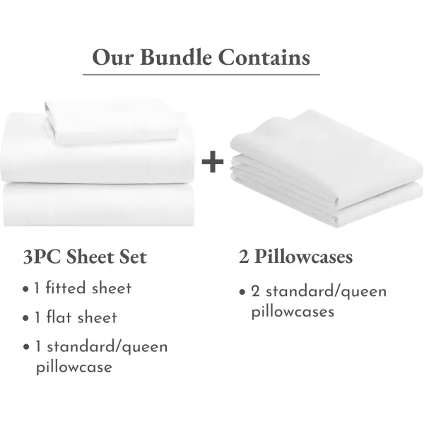 imageCalifornia Design Den Bedding Bundle  Twin XL Sheet Set with 3 Pillowcases 500 Thread Count 100 Cotton Sateen White