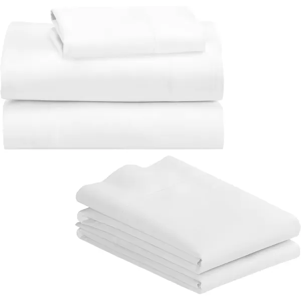 imageCalifornia Design Den Bedding Bundle  Twin XL Sheet Set with 3 Pillowcases 500 Thread Count 100 Cotton Sateen White