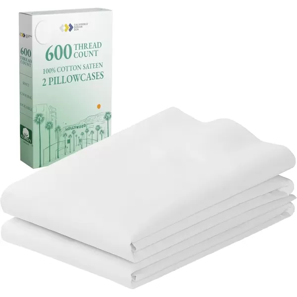 imageCalifornia Design Den Bulk Pack of 40 Piece StandardQueen Size Pillowcases  600 Thread Count 100 Cotton Sateen White01  Bright White