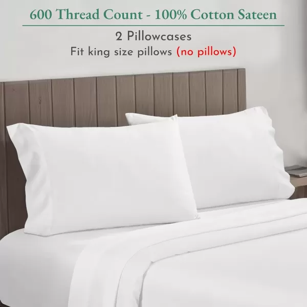 imageCalifornia Design Den Bulk Pack of 40 Piece StandardQueen Size Pillowcases  600 Thread Count 100 Cotton Sateen White01  Bright White
