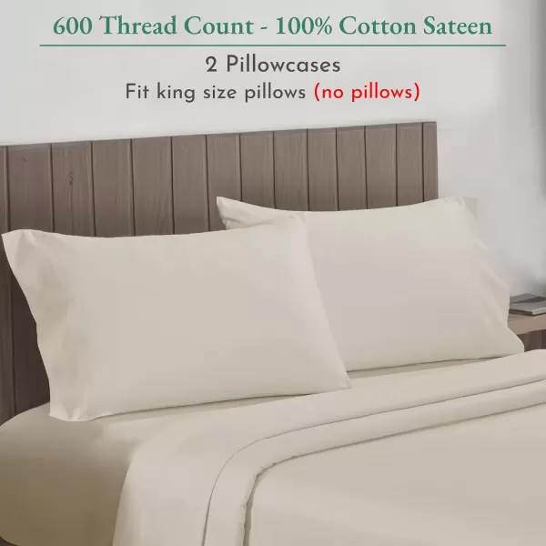 imageCalifornia Design Den Bulk Pack of 40 Piece StandardQueen Size Pillowcases  600 Thread Count 100 Cotton Sateen White02  Ivory