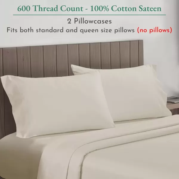 imageCalifornia Design Den Bulk Pack of 40 Piece StandardQueen Size Pillowcases  600 Thread Count 100 Cotton Sateen White02  Ivory