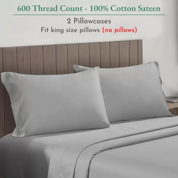 imageCalifornia Design Den Bulk Pack of 40 Piece StandardQueen Size Pillowcases  600 Thread Count 100 Cotton Sateen White03  Light Grey