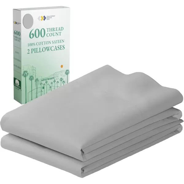 imageCalifornia Design Den Bulk Pack of 40 Piece StandardQueen Size Pillowcases  600 Thread Count 100 Cotton Sateen White03  Light Grey