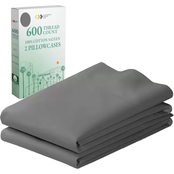 imageCalifornia Design Den Bulk Pack of 40 Piece StandardQueen Size Pillowcases  600 Thread Count 100 Cotton Sateen White04  Grey